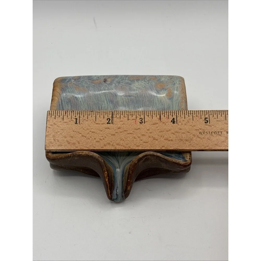 Stoneware Ceramic Sponge Holder & Soap Dish with Drip Spout - Reactive Glaze